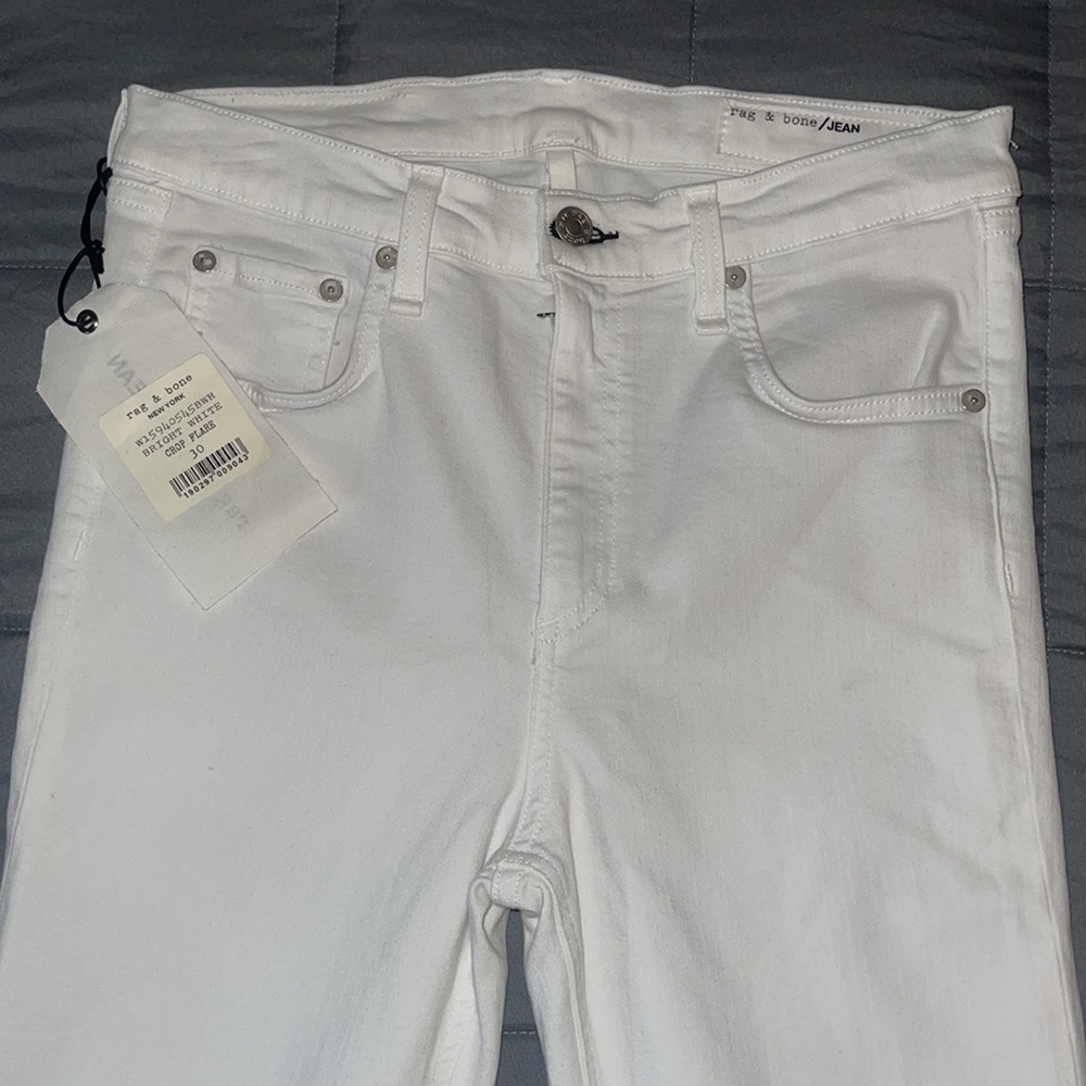 RAG & BONE Bright White Crop Flare Stretch Jeans size 30 Style # W15940545BWH - Picture 6 of 16